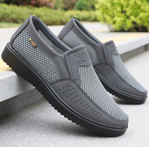 Zapatos casuales de hombre, tipo mocasines, transpirables, de malla, ligeros, antideslizantes, cómodos, con suela suave, color gris, para caminar. - Product Image 3