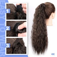 Extension de cheveux de queue de cheval synthétique de 32 pouces de long pour les femmes American Kinky Curly Pony Tail Clip in Postiche Fibre résistante à la chaleur