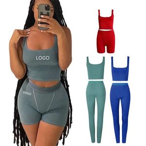 Di alta qualità da donna Loungewear a coste senza cuciture Set <span class=keywords><strong>per</strong></span> il Fitness con scollo Scoop canottiera primavera ed estate abiti 2025 <span class=keywords><strong>abbigliamento</strong></span> donna - Product Image 4