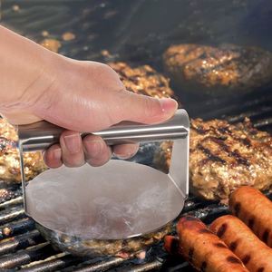 Presse à viande ronde en acier inoxydable avec poignée confortable pour hamburgers et bacon, vente en gros sur mesure - Product Image 4