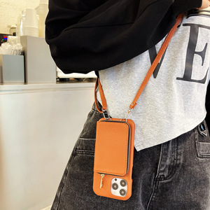 Étui de téléphone à bandoulière avec portefeuille pour <span class=keywords><strong>iPhone</strong></span> 17, étui portefeuille de luxe pour <span class=keywords><strong>iPhone</strong></span> 13 14 15 16 Max, étui portefeuille marron avec sangle - Product Image 2