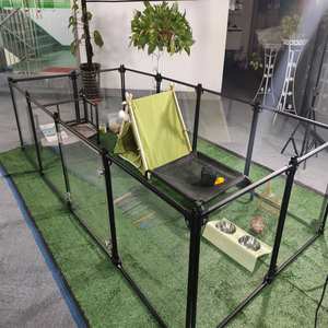 Parc pour chien en acrylique amovible Clôture pour chien 12 panneaux Portable pliable Parc pour animaux de compagnie Carton Logo personnalisé Mode Bouton respirant - Product Image 1