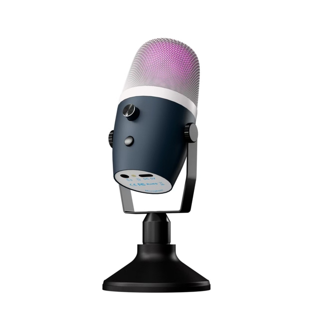 LN01 USB Cardioid Light-weight Condenser Gaming Microphone RGB Light Noise Cancelling Streaming Singing for PC Desktop Use