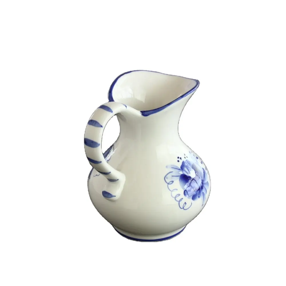Antique delft mill tick walled porcelain white blue art nouveau shabby chic chic jug jug milk jug