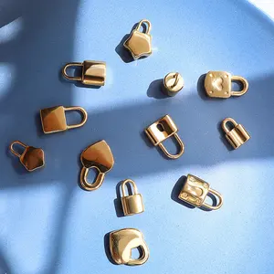 Exquisite Mode accessoires Lock Collection 18 Karat vergoldete Bulk-Edelstahl anhänger für die Schmuck herstellung