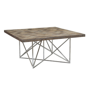 Meuble <span class=keywords><strong>scandinave</strong></span> vintage avec base en acier inoxydable, bois, nouvelle collection, décoration artistique, table à <span class=keywords><strong>manger</strong></span> carrée - Product Image 1