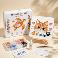 Kit d'art mosaïque DIY, ensemble de pierres de verre pour mosaïque, kit de carreaux de mosaïque avec chevalet en bois, kit d'artisanat de décoration intérieure pour adultes