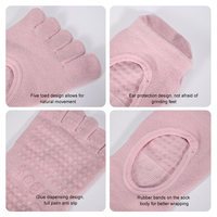 Nouveau Chaussettes de yoga personnalisées à cinq doigts avec bout fendu Chaussettes de fitness à poignée au sol Chaussettes de danse antidérapantes Pilates Chaussettes à dos ouvert