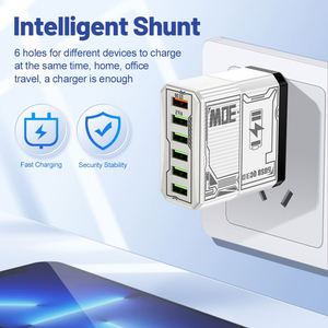 6-in-1 QC3.0 Fast Charger <b>USB</b> <b>Hub</b> EU/US/UK Travel Plug for Phones & Tablets - Product Image 4