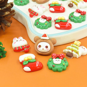 Kawaii giáng sinh phong cách thỏ và gấu flatback nhựa cabochons cho Diy kem keo thủ công kẹp tóc điện thoại trường hợp de - Product Image 6