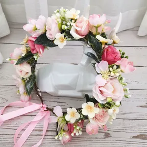 Fascia rosa per la festa di matrimonio artificiale floreale accessori di laurea isola bancing copricapo damigella nuziale copricapo