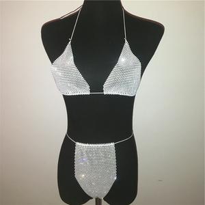 Ensemble de lingerie <span class=keywords><strong>sexy</strong></span>, mode, boîte de nuit, strass, bikini trois points, sous-vêtements, combinaison pour <span class=keywords><strong>femme</strong></span>, voile facial, lingerie <span class=keywords><strong>sexy</strong></span> - Product Image 1