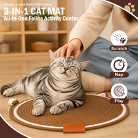 Alas Kasur Penggaruk Kucing dari Sisal yang Tahan Lama, Alas Santai Penggaruk Kucing dengan Mainan untuk Tidur dan Bermain