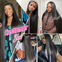 Perruques Lace Front Ultra-Lisses en Cheveux Humains Brésiliens, Perruque Frontale Transparente pour Femmes, Cheveux Remy Pré-Pluckés avec Baby Hair