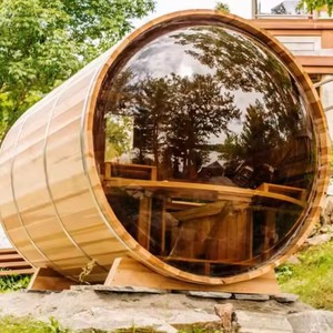 Sauna <span class=keywords><strong>a</strong></span> Botte da Esterno Intelligente Bropool in Legno di Cedro Rosso Termotrattato per 6 Persone, Tradizionale <span class=keywords><strong>a</strong></span> Vapore con Finestra Panoramica e Stufa - Product Image 5