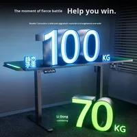 Bureau de jeu noir à hauteur réglable avec éclairage RGB, table de jeu pour PC de type plateau, pour chambre à coucher, avec lumières LED
