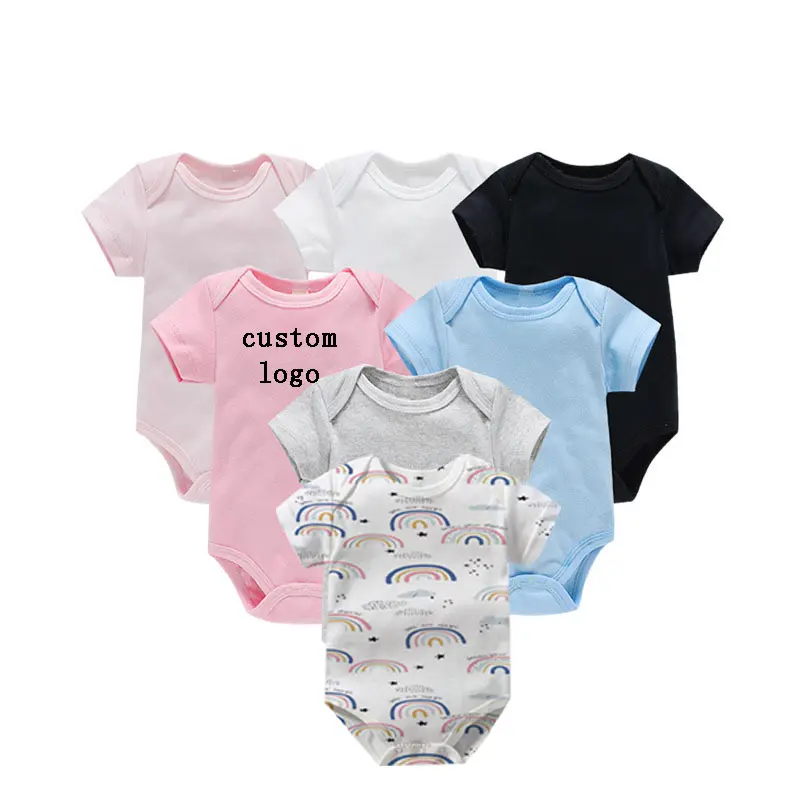 Wholesale newborn baby girls clothing sets custom logo girl robe onesie organic cotton solid color fall clothes boy baby rompers