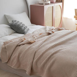 Cheap Wholesale Brand New Super Soft Plush 100% Cotton Waffle Checker Throw <strong>Heavy</strong> <strong>Blanket</strong> - Product Image 5