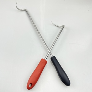 2 paket <span class=keywords><strong>Pigtail</strong></span> gıda Flipper, 17 inç ve 12 inc et kancası paslanmaz çelik şaftlı Flippers Turners - Product Image 3