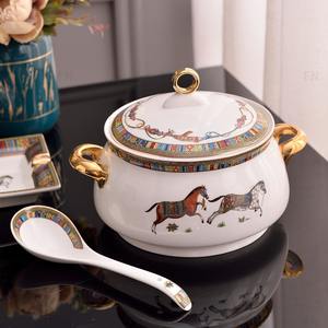 War-Horse Series Ensemble d'assiettes à dîner en céramique moderne de 58 pièces Couverts simples de haute qualité avec design d'assiette élégant - Product Image 4