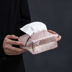 Boîte à mouchoirs en brocart brodé de style chinois, luxe léger, rétro, en tissu, pour voiture et maison - Product Image 1