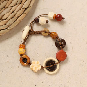 Handmade Woven Coconut Shell Button <b>Bracelet</b> Handcrafted <b>String</b> Accessory - Product Image 3