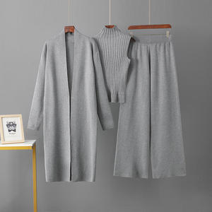 Autumn Winter New Lazy Temperament <b>Women</b> Knitted Suit Sleeveless <b>Vest</b> Cardigan <b>Sweater</b> Pants Three Piece Set Ladies - Product Image 6