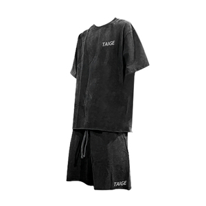 Conjunto <span class=keywords><strong>de</strong></span> <span class=keywords><strong>Verano</strong></span> Personalizado para <span class=keywords><strong>Hombre</strong></span>, 2 Piezas, Pantalones Cortos Deportivos Estampados, Manga Corta, Pantalones Cortos <span class=keywords><strong>de</strong></span> <span class=keywords><strong>Verano</strong></span> con Lavado Ácido, Estilo Vintage - Product Image 1