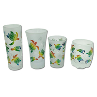 Vente en gros de souvenirs de plage Verres à liqueur tortue colorés Logo personnalisé Verre à liqueur givré à sublimation personnalisé