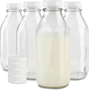 מכירה חמה בקבוקי זכוכית 32 oz ללא BPA בקבוקי זכוכית לשימוש חוזר למשקה חלב מיץ