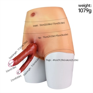 FAAK Silicone Pants With Double <b>Dildo</b> Wearable Cock Penis Realistic Skin Pants Strecthable Sex Toys for Adult Cosplay - Product Image 6
