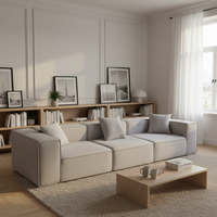 Ensemble de canapés modulaires carrés en velours à mémoire de forme, compressés, avec design pliable, luxe, marque Baoto
