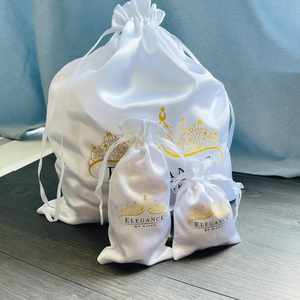 ถุงผ้าซาตินสีขาวพิมพ์โลโก้ตามสั่ง ถุงผ้าซาตินแบบมีเชือกผูก ถุงผ้าซาตินทรงถังพิมพ์โลโก้ตามสั่ง ถุงผ้าซาตินขนาดเล็กแบบมีเชือกผูกพิมพ์โลโก้ตามสั่ง - Product Image 4