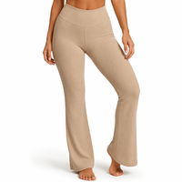 Ensemble de sport personnalisé pour femme : Haut dos nu croisé côtelé et legging évasé, 2 pièces, effet ventre plat, pour le yoga et l'entraînement