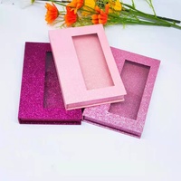 Boîte d'emballage pour faux cils en papier brillant avec strass et paillettes, personnalisable avec votre propre logo, vente en gros