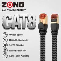 Original Lan Cable Flat Cat8 40Gbps 2000MHz | FTP Double Shielded | Gold Plated RJ45 Connector for Data Center, Server, Switch