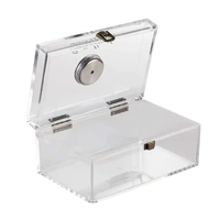Boîte à cigares en acrylique transparente en gros avec hygromètre numérique, vitrine doublée de cèdre pour objets de collection