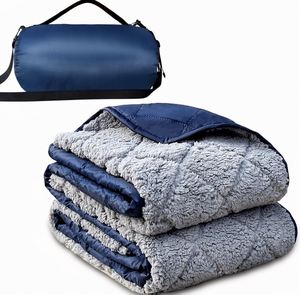 Waterproof Windproof Packable Ultrasonic Quilting Lightweight Camping Emergency <b>Blanket</b> 82x55 Inches Machine Washable Navy - Product Image 1