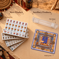 Jeu de tuiles de Mahjong style indien, design multicolore, illustrations multicolores, jeu de compétition décontracté, directement de l'usine, faible MOQ, original
