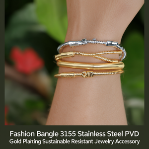 กำไลข้อมือแฟชั่น สแตนเลสสตีล 316L ชุบทอง PVD ทนทาน เป็นมิตรต่อสิ่งแวดล้อม เครื่องประดับเสริม - Product Image 3