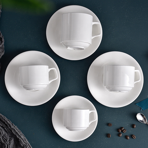 Set di tazze da tè e piattino in porcellana ceramica bianca e personalizzata all'ingrosso per hotel in <span class=keywords><strong>stile</strong></span> caffè Espresso etiopico - Product Image 4