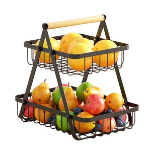 Wood Handle Fruit Vegetable <b>Basket</b> Fruit Bowl <b>Bread</b> <b>Basket</b> Vegetable Holder for Kitchen Storage <b>Basket</b> - Product Image 1