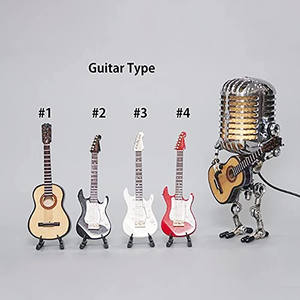Lampe de table avec Microphones sans fil, modèle de <span class=keywords><strong>robot</strong></span>, guitare gaming ajustable lumineuse, décoration rétro, lampe de table en fer forgé - Product Image 4