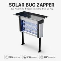 Matamosquitos Eléctrico de Aluminio para Interiores con Energía Solar, Clasificación IPX4, Luz LED Azul para Control de Mosquitos y Moscas