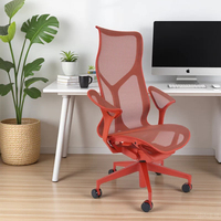 Chaise de bureau ergonomique moderne Cosm à dossier haut en maille, avec soutien lombaire réglable, accoudoirs réglables et base en nylon pour la maison, le bureau et le gaming