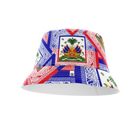 Chapeau de soleil de plage à large bord, chapeau de pêcheur d'extérieur, chapeau bob avec drapeau haïtien