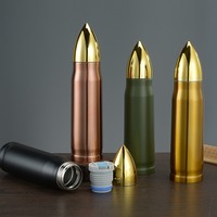 Thermos à vide en forme de balle, bouteille d'eau à boire, cadeaux pour les amoureux, souvenirs, logo personnalisé, 17 oz, 34 oz, 500 ml, 1000 ml, style fusil