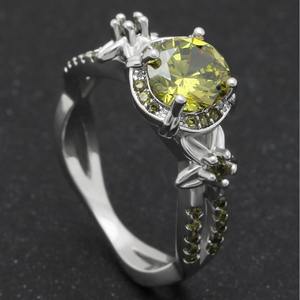 แหวนแฟชั่นผู้หญิงพร้อมหิน CZ สีเหลืองแพลทินัมเงินทองงานแต่งงานเครื่องประดับขนาด 5 12 - Product Image 1