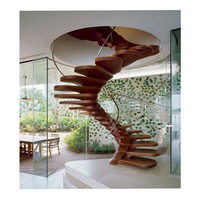 Escalier d'escalier Design moderne de qualité supérieure Utilisé Prix d'escalier en acier en colimaçon ouvert avec marches d'escalier en bois massif