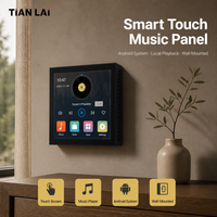 Pengontrol Musik Latar Belakang Android TL JX805 4 Inch 4X30W 2 Zona Volume 86X86mm Tuya Zigbee untuk Penggunaan Audio Kamar Hotel